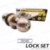 KTK Premium Cylindrical Lock Set, Solid Brass, C531 Series